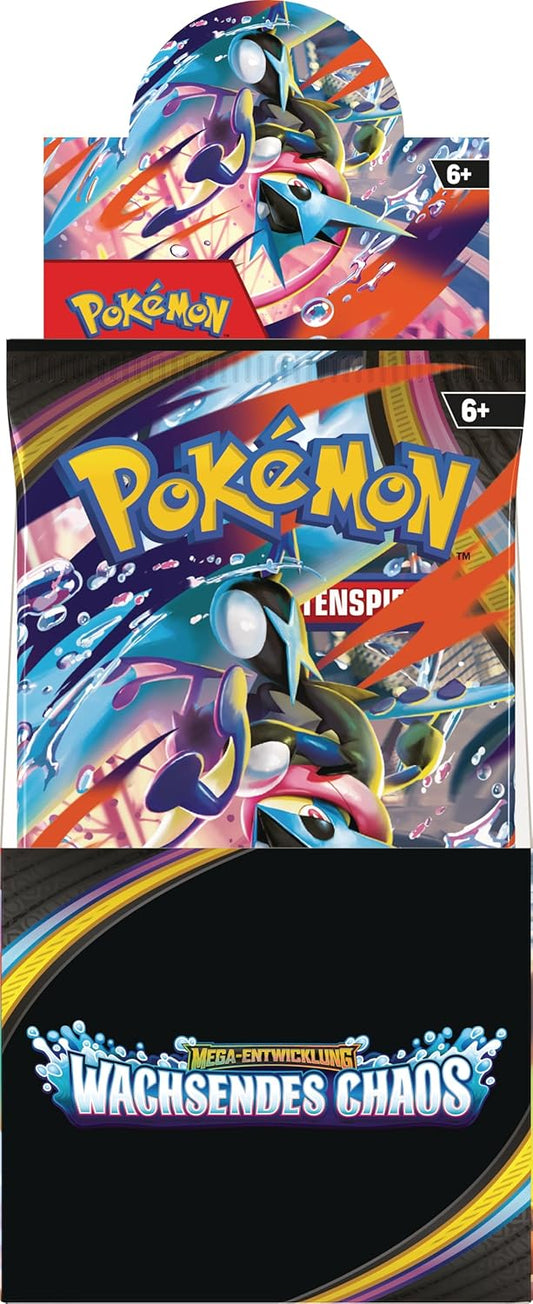 Pokémon-Sammelkartenspiel: Boosterpack-Display Mega-Entwicklung – Wachsendes Chaos (enthält 18 Boosterpacks)