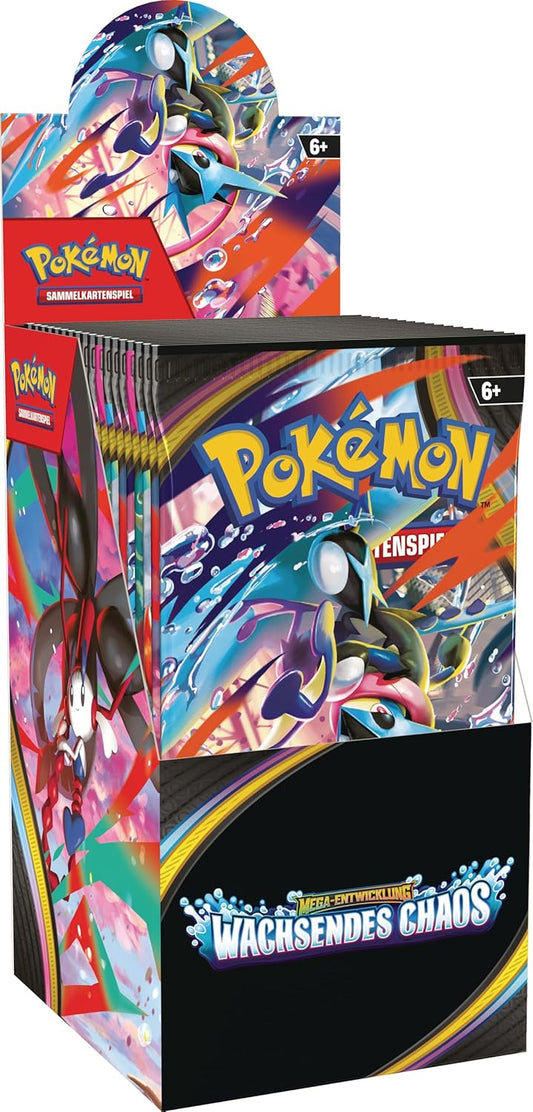 Pokémon-Sammelkartenspiel: Boosterpack-Display Mega-Entwicklung – Wachsendes Chaos (enthält 18 Boosterpacks)