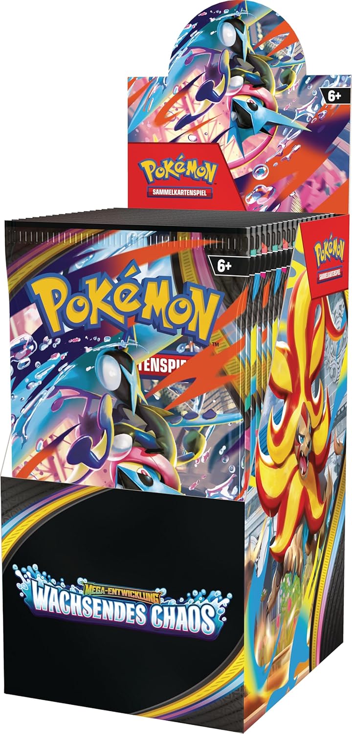 Pokémon-Sammelkartenspiel: Boosterpack-Display Mega-Entwicklung – Wachsendes Chaos (enthält 18 Boosterpacks)