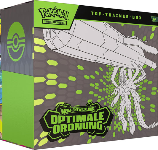 Pokémon-Sammelkartenspiel: Top-Trainer-Box Mega-Entwicklung – Optimale Ordnung (1 Vollbild-Promokarte, 9 Boosterpacks & Premium-Zubehör)